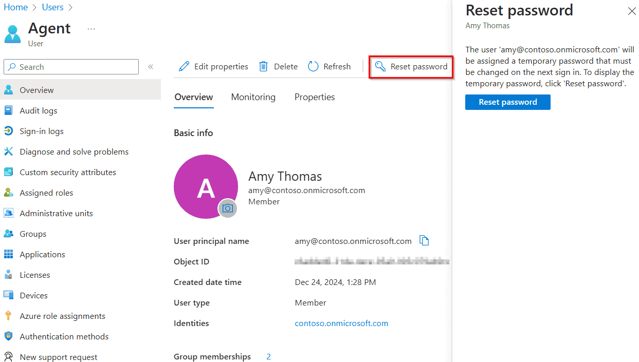 Reset User Passwords in Microsoft Entra ID